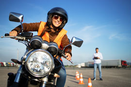 Woman taking a motorcycle safety course